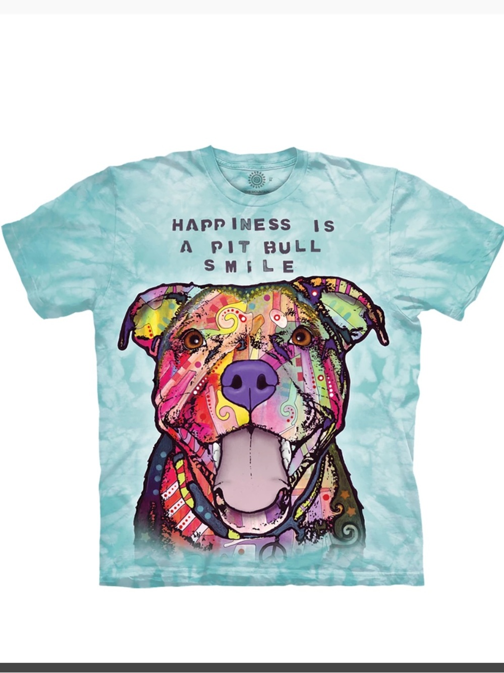 The Mountain Teal Pit Bull Smile Graphic Dog T-Shirt